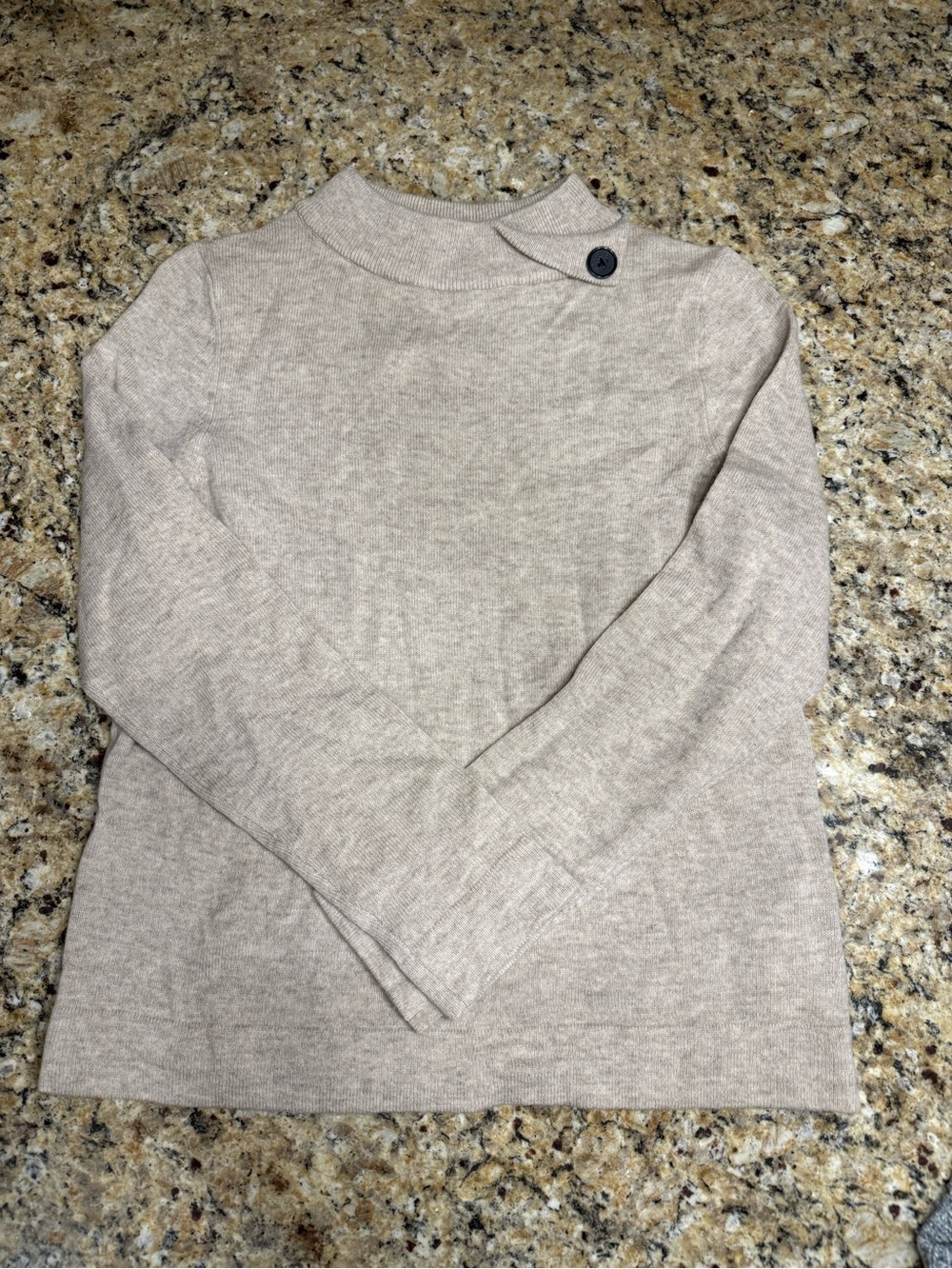 Women’s Hobbs London Talia Wool Cashmere Oatmeal Sweater mock neck button SMALL